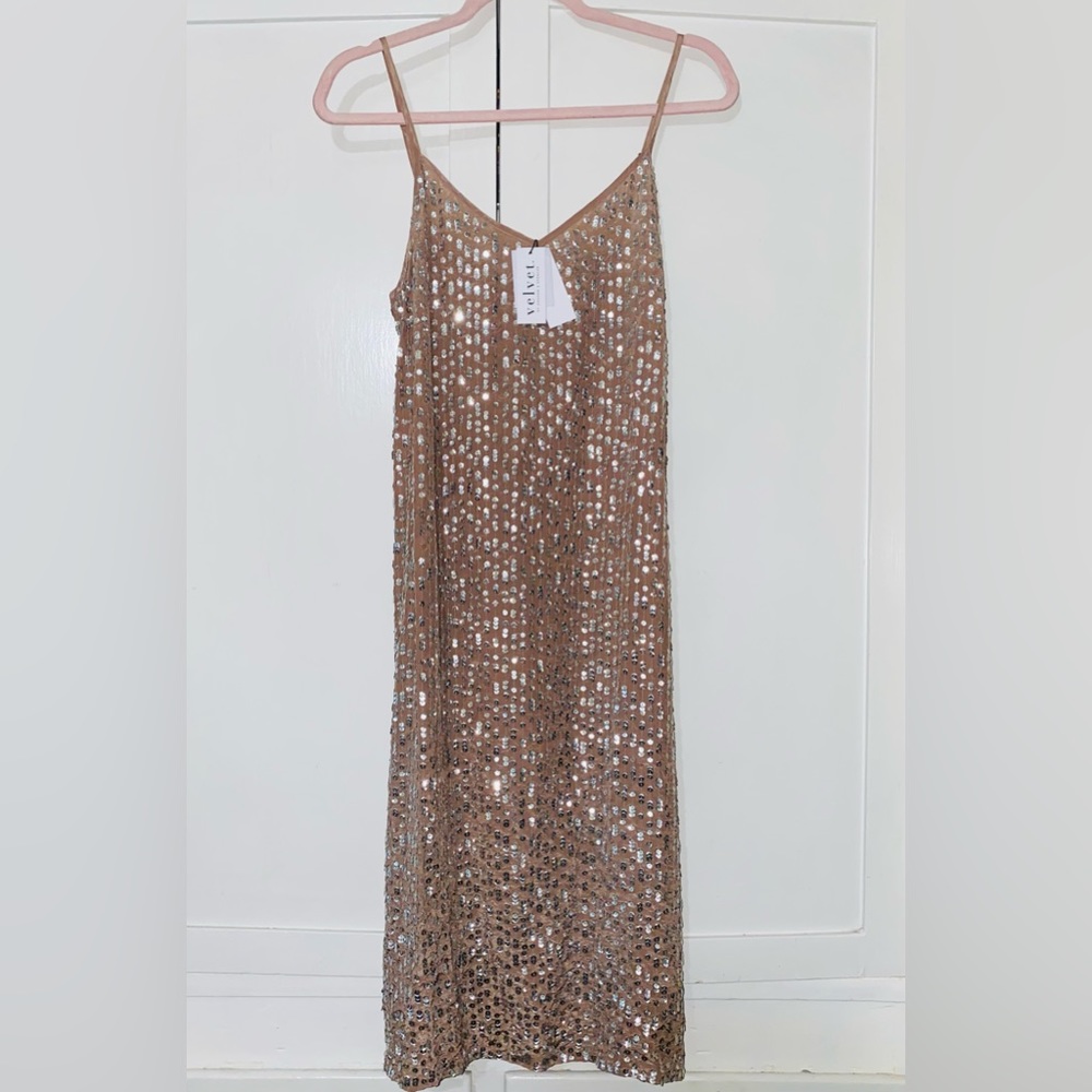 Revolve | Velvet by Graham & Spencer |Kanika Dress in Deep Taupe - Picture 4 of 7